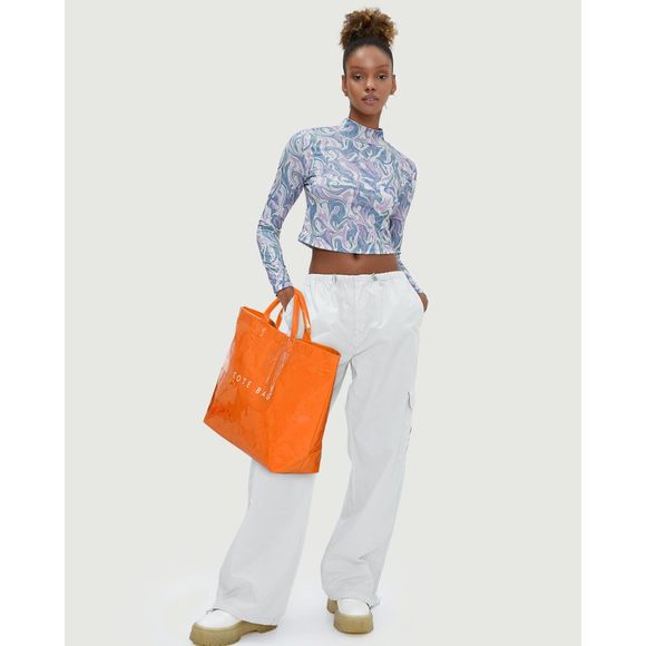 Pvc Tote Bag Letters Print Tote Bag Large Kraft Paper Work Bag Carry :< - Picture 3 of 6